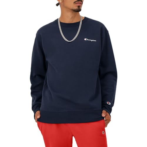 Champion Herren Crewneck, Powerblend Fleece, Hoodie for Men, Logo (Reg. Or Big & Tall) Sweatshirt, Navy Small Script von Champion