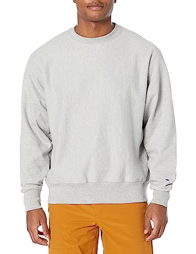 Champion Herren Crewneck, Reverse Weave, Heavyweight Fleece for Men Sweatshirt, Oxford Gray-Gf70, Small von Champion