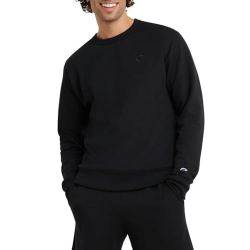 Champion Herren Fleece, Rundhalsausschnitt, Baumwoll groß Sweatshirt, Schwarzes C-Logo, XX-Large von Champion