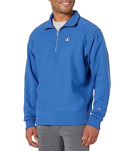 Champion Herren-Fleecepullover mit umgekehrtem Webart, Viertelreiß, Steel Blue Ink C Logo, Medium Champion Herren-Fleecepullover mit umgekehrtem Webart, Viertelreiß, Steel Blue Ink C Logo, Medium von Champion
