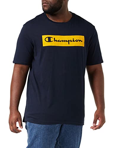 Champion Herren Flock Box S/S Kurzarm Shirt, Marineblau, XXL von Champion