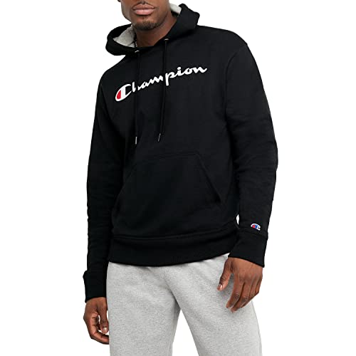 Champion Herren Sweatshirt Graphic Powerblend Fleece Hood, Schwarz-champion Script, L von Champion