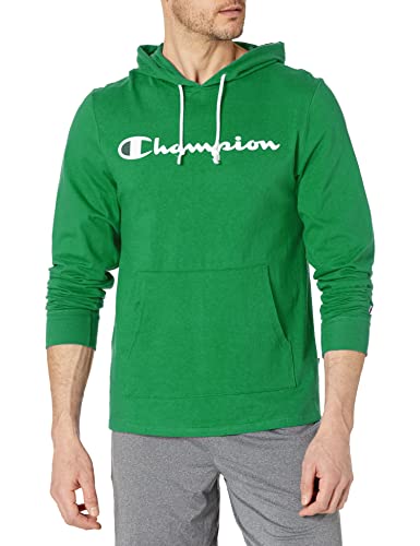 Champion Herren Langärmeliges T-Shirt mit Kapuze (Farben im Ruhestand) Kapuzenpullover, Green Vine Script, Medium von Champion