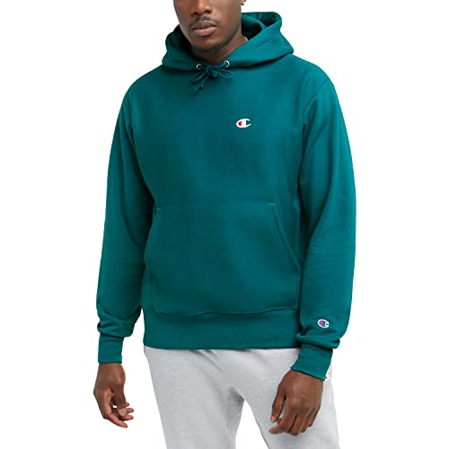 Champion Herren Hoodie, Reverse Weave Fleece Bequemer Pullover Sweatshirt für, Grafik Kapuzenpullover, Everglade Green Left Chest C, Large von Champion
