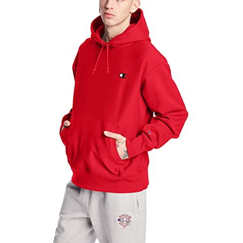 Champion Herren Hoodie, Reverse Weave Fleece Bequemer Pullover Sweatshirt für, Grafik Kapuzenpullover, Team Red Scarlet-C-Logo, XXX-Large von Champion
