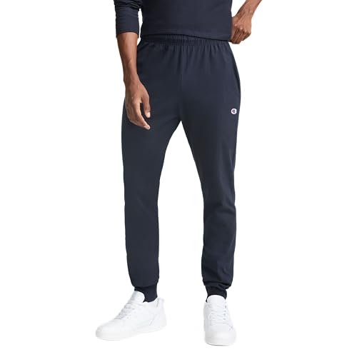 Champion Herren Leichte Lounge-Hose, Jersey-grafikhose, 78,7 cm Trainingshose, Marineblaues C-Logo, Mittel von Champion