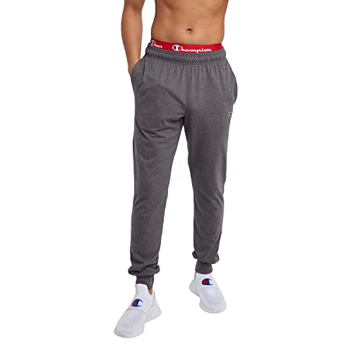 Champion Herren Joggers, Lightweight Lounge, Jersey Graphic Pants for Men, 31" Trainingshose, Granite Heather-C-Logo, XXL von Champion