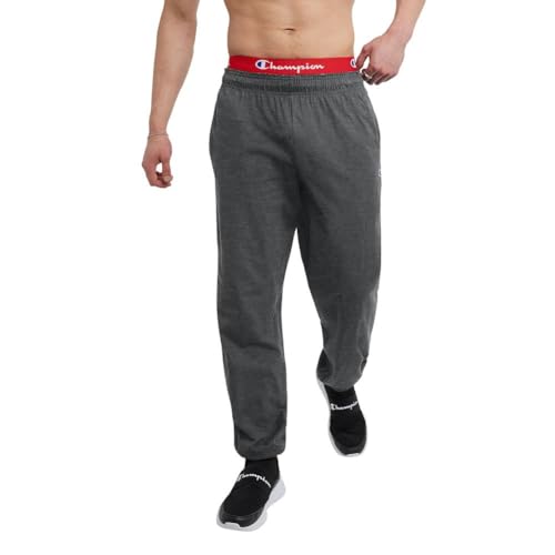 Champion Herren Hose, Alltagshose aus Baumwolle, leichte Lounge, Strickhose (Reg groß) Trainingshose, Granite Heather C Patch Logo, X-Large Hoch von Champion