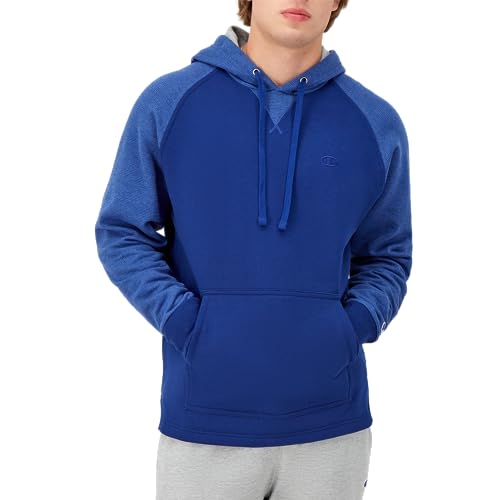 Champion Herren Kapuzenpullover Powerblend Fleece Bequem Hoodie Sweatshirt für Männer (Reg. oder Big & Tall), Jewel Sapphire Stripe C Logo, Large von Champion
