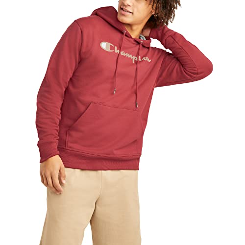 Champion Herren Kapuzenpullover Powerblend Fleece Pullover Hoodie Script Logo, Redwood Red-y07718, M von Champion