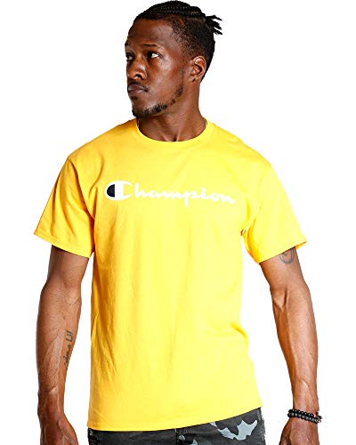 Champion Herren Klassisches Schriftzug T-Shirt, Team Gold-y07718, X-Groß von Champion