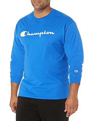 Champion Herren Klassisches langärmeliges, Siebdruckskript T-Shirt, Bright Royal-y07718, Mittel von Champion
