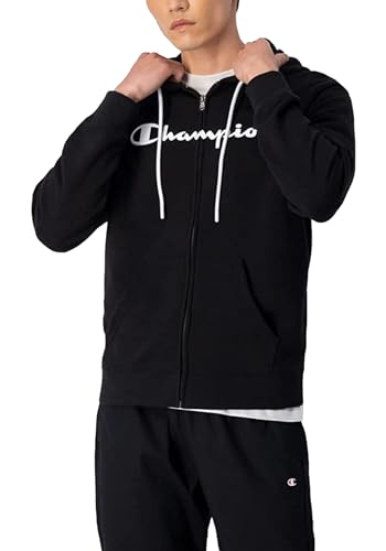 Champion Herren Legacy American Classics Heavy Powerblend Terry Logo Full Zip Kapuzenpullover, Schwarz, L von Champion