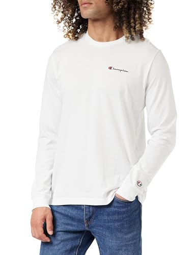 Champion Herren Legacy American Classics - Script Logo L-s Crewneck Langarmshirt, Bianco, M EU von Champion