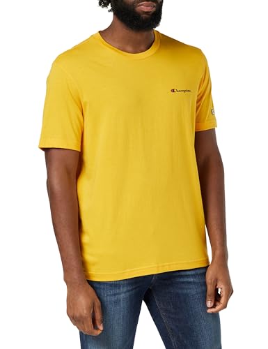 Champion Herren Legacy American Classics-Script Logo S-s Crewneck T-Shirt, Giallo, Small von Champion