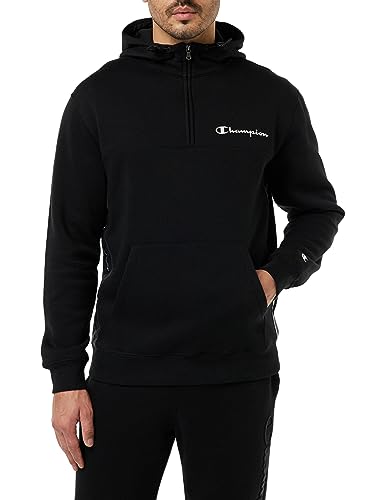 Champion Herren Legacy American Tape-Powerblend Fleece Half Zip Kapuzenpullover, Nero, S von Champion