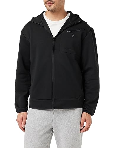 Champion Herren Legacy American Tech Poly-Baumwolle Interlock Full Zip Kapuzenpullover, Schwarz, L von Champion