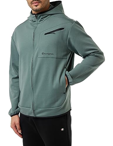 Champion Herren Legacy American Tech Poly-Baumwolle Interlock Full Zip Kapuzenpullover, Verde Blg, M von Champion