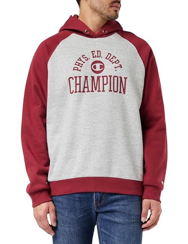 Champion Herren Legacy Athletics-Poly-Fleece Hooded Sweatshirt, Grigio Melange/Rosso TBR, S von Champion