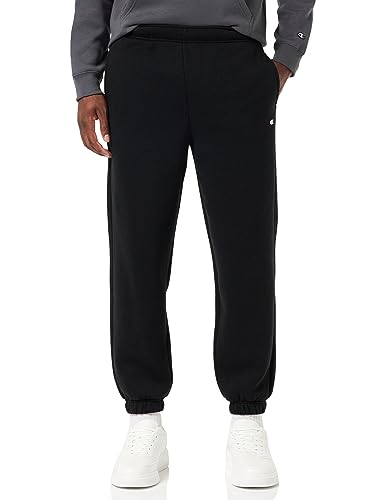 Champion Herren Legacy Authentic Pants – C-Logo Powerblend Fleece elastische Bündchen Trainingshose, schwarz, 34-37 von Champion