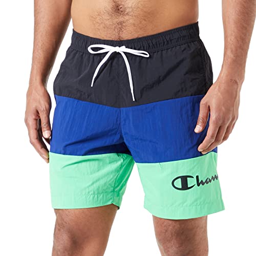 Champion Herren Legacy Beachshorts Ac Color Block Badehose, (Schwarz/Blau/Hellgrün), Small von Champion