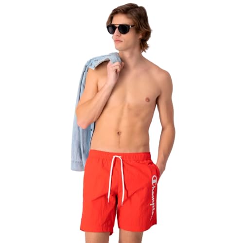 Champion Herren Legacy Beachshorts Ac Logo Badehose, Intensives Rot, L von Champion