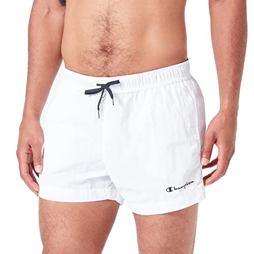 Champion Herren Legacy Beachshorts Ac Small Logo Short Badehose, Weiß Ton in Ton, Medium von Champion