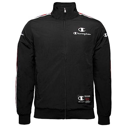 Champion Herren Legacy Division 1 Cinckle Nylon Full Zip Sweatshirt, Schwarz, L von Champion