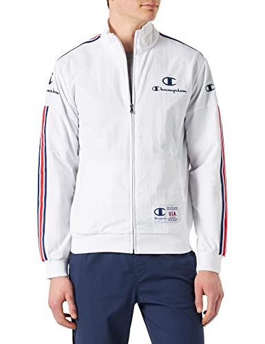 Champion Herren Legacy Division 1 Cinckle Nylon Full Zip Sweatshirt, Weiß, L von Champion