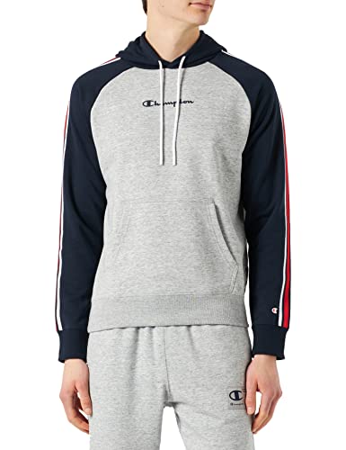 Champion Herren Legacy Division 1 Heavy Powerblend Terry Kapuzenpullover, (Grau Melange/Marineblau), S von Champion