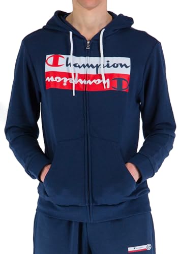 Champion Herren Legacy Graphic Shop Authentic Powerblend Terry Mirror Logo Full Zip Kapuzenpullover, Marineblau, S von Champion