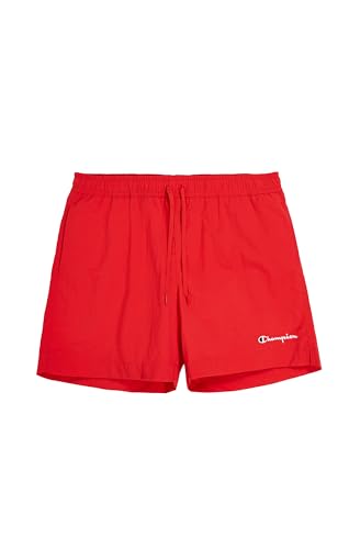 Champion Herren Legacy Icons Beachshorts-Crinkle Taslon Small Script Logo Badehose, rot, Medium von Champion