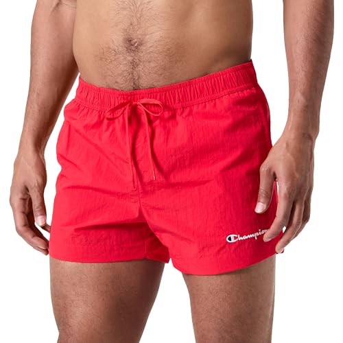 Champion Herren Legacy Icons Beachshorts-Crinkle Taslon Small Script Logo Brief Badehose, rot, Medium von Champion