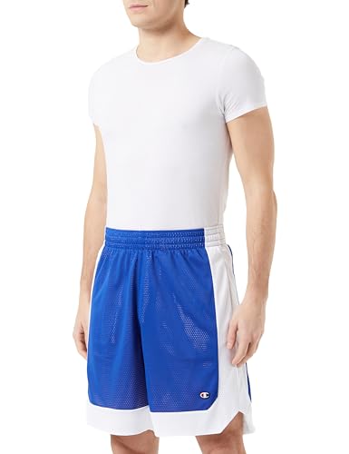 Champion Herren Legacy Icons Pants-Soft-Mesh Two-Tone Bermuda Shorts, Elektrisches Blau/Weiß, L von Champion