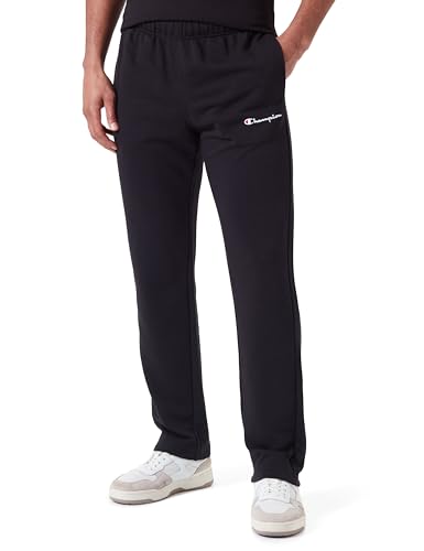 Champion Herren Legacy Icons-Powerblend Terry Small Script Logo Straight Hem Trainingshose, Schwarz, L von Champion