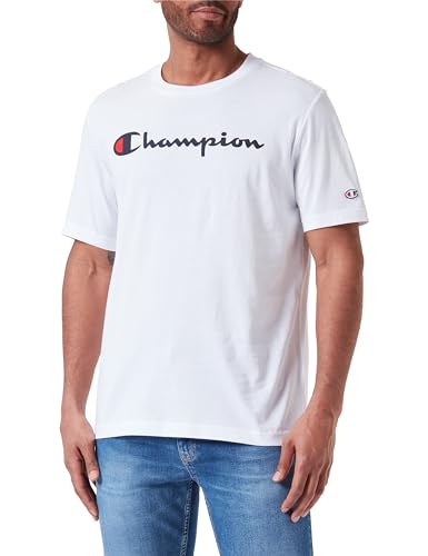 Champion Herren Legacy Icons-S/S Crewneck T-Shirt, Weiß, Small von Champion