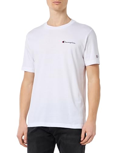 Champion Herren Legacy Icons-Small Script Logo S/S Crewneck T-Shirt, Weiß von Champion