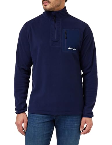 Champion Herren Legacy Micro Polar Fleece-Half Zip Top W/Pocket Sweatshirt, Blu Marittimo, S von Champion