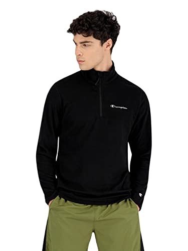 Champion Herren Legacy Micro Polar Fleece - Script Logo Half Zip Top Hoodie, Nero, von Champion