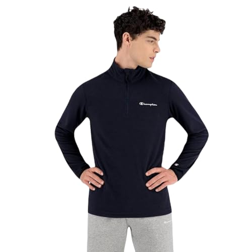 Champion Herren Legacy Micro Polar Fleece-Script Logo Half Zip Top Sweatshirt, Blu Marittimo, XL von Champion