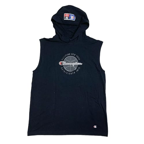Champion Herren Legacy Modern Basket-Hooded S/L Tanktop mit Kapuze, Schwarz, Medium von Champion