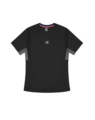 Champion Herren Legacy Modern Sport (220385) -Quick-Dry Polymesh (100gr) Ss Crewneck T-Shirt, Schwarz (KK001), S von Champion