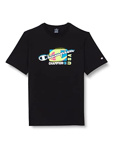 Champion Herren Legacy Neon Spray Graphic S/S T-Shirt, Schwarz, Medium von Champion