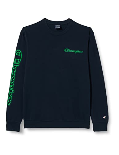 Champion Herren Legacy Neon Spray Powerblend Terry Contrast Logo Crewneck Sweatshirt, Marineblau, XXL von Champion