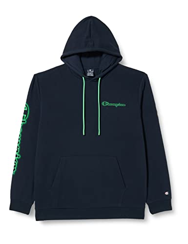 Champion Herren Legacy Neon Spray Powerblend Terry Contrast Logo Kapuzenpullover, Marineblau, M von Champion