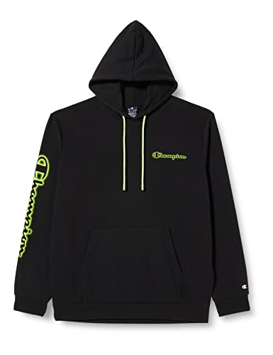 Champion Herren Legacy Neon Spray Powerblend Terry Contrast Logo Kapuzenpullover, Schwarz, M von Champion