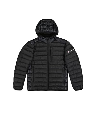 Champion Herren Legacy Outdoor (220340) -Wr Light Nylon Cirè 35gr Small Script Logo Hooded Jacke, Schwarz (KK001), S von Champion
