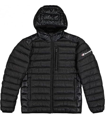 Champion Herren Legacy Outdoor (220340) -Wr Light Nylon Cirè 35gr Small Script Logo Hooded Jacke, Schwarz (KK001), XXL von Champion