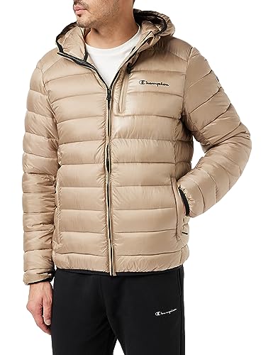 Champion Herren Legacy Outdoor-Chintzed Poly Plain Woven Hooded Gepolsterte Jacke, Marrone Sabbia/Nero, M von Champion