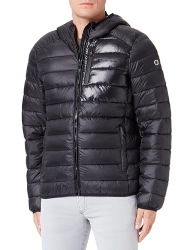 Champion Herren Legacy Outdoor-Chintzed Poly Plain Woven Hooded Gepolsterte Jacke, Nero, M von Champion